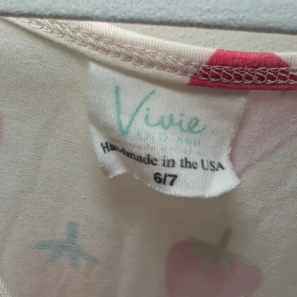 Vivie and Ash Strawberry Sundress Pink Red Green Summer A-line Girls Size 6/7